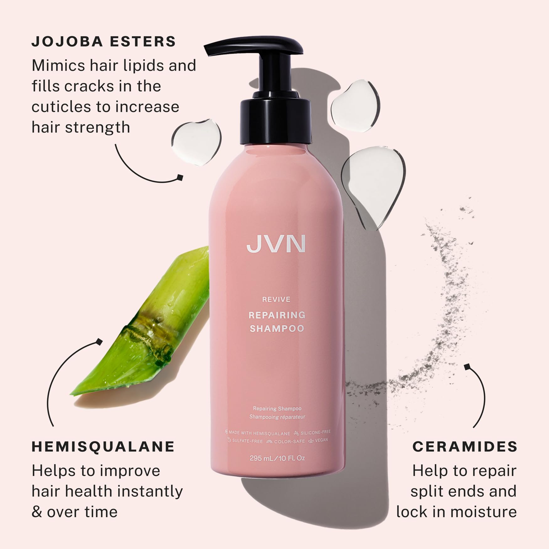 JVN Revive Repairing Shampoo & Conditioner Set – Strengthen Damaged or Color-Treated Hair | Silicone & Sulfate Free
