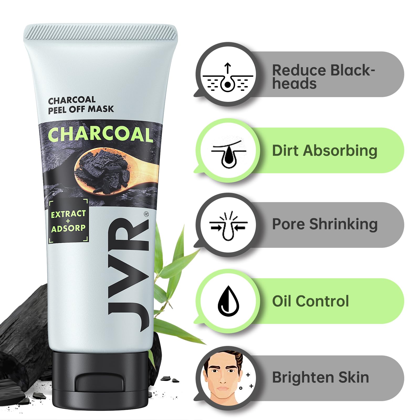 JVR Charcoal Peel-Off Mask for All Skin Types – Cleanse & Refresh