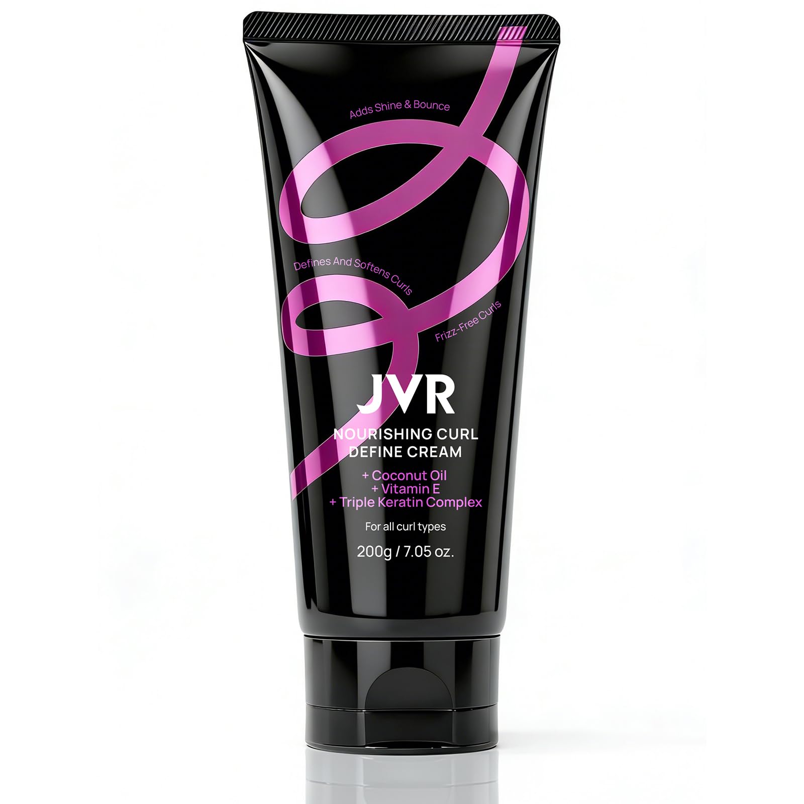 JVR Curl Cream for Curly Hair – 2-in-1 Defining, Hydrating Curl Cream with Coconut Oil & Vitamin E | Anti-Frizz & Heat Protectant (7.05oz)