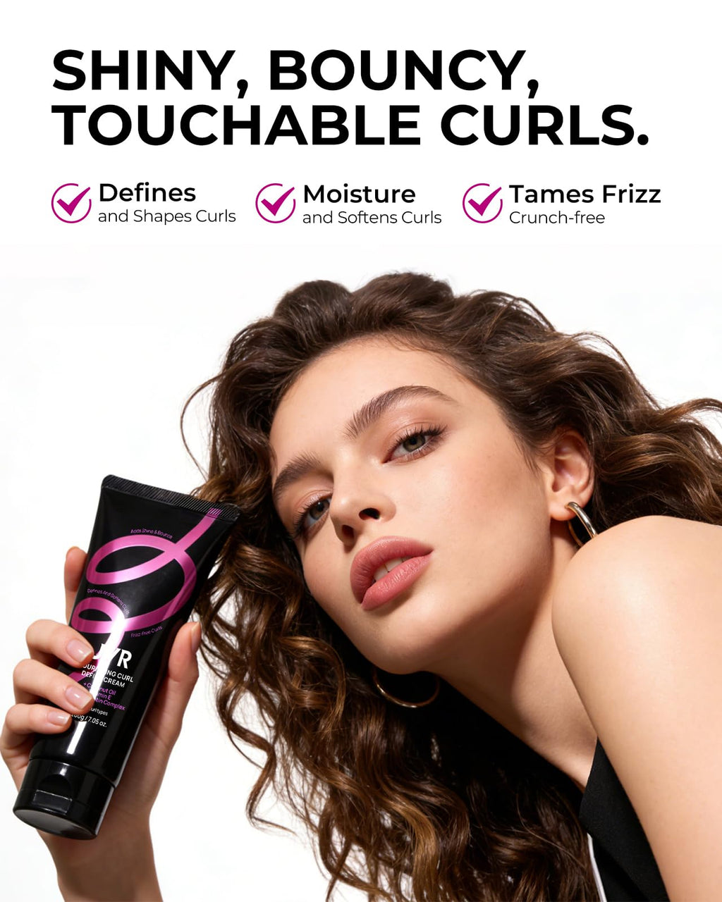 JVR Curl Cream for Curly Hair – 2-in-1 Defining, Hydrating Curl Cream with Coconut Oil & Vitamin E | Anti-Frizz & Heat Protectant (7.05oz)