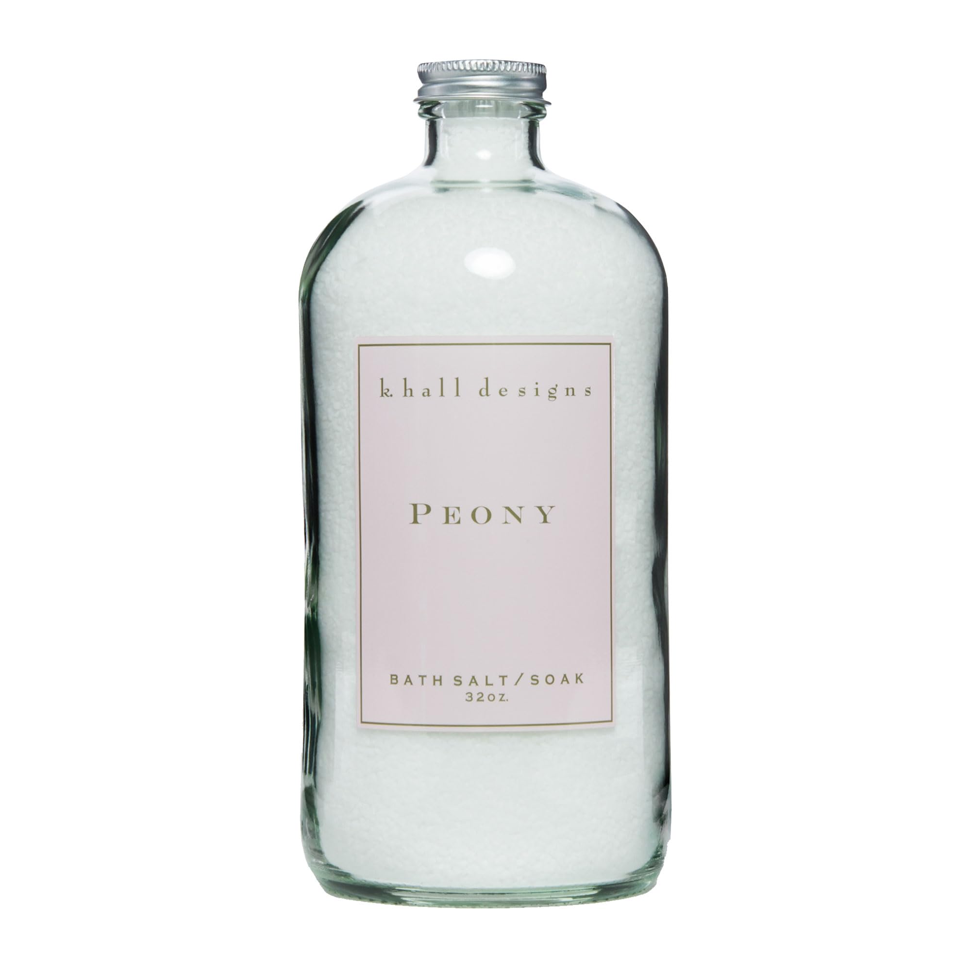 K. Hall Designs Peony Bath Salt Soak with Vitamin E – Peaceful Peony Scent, 32 oz