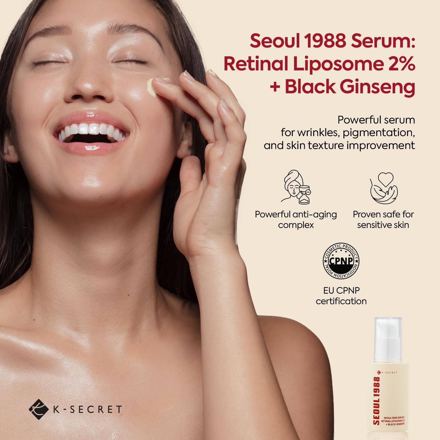 K-SECRET SEOUL 1988 Retinal Serum – 2% Retinal Liposome for Anti-Aging Face Care (2-Pack, 30mL)