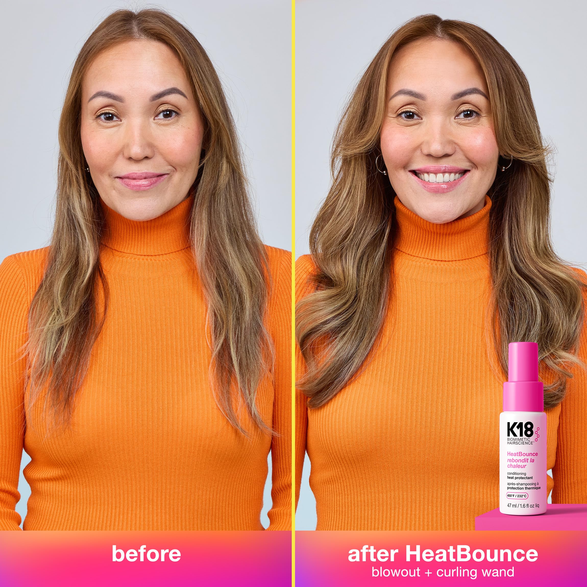 K18 HeatBounce Conditioning Heat Protectant Spray – 450℉ Inside-Out Protection for All Hair Types