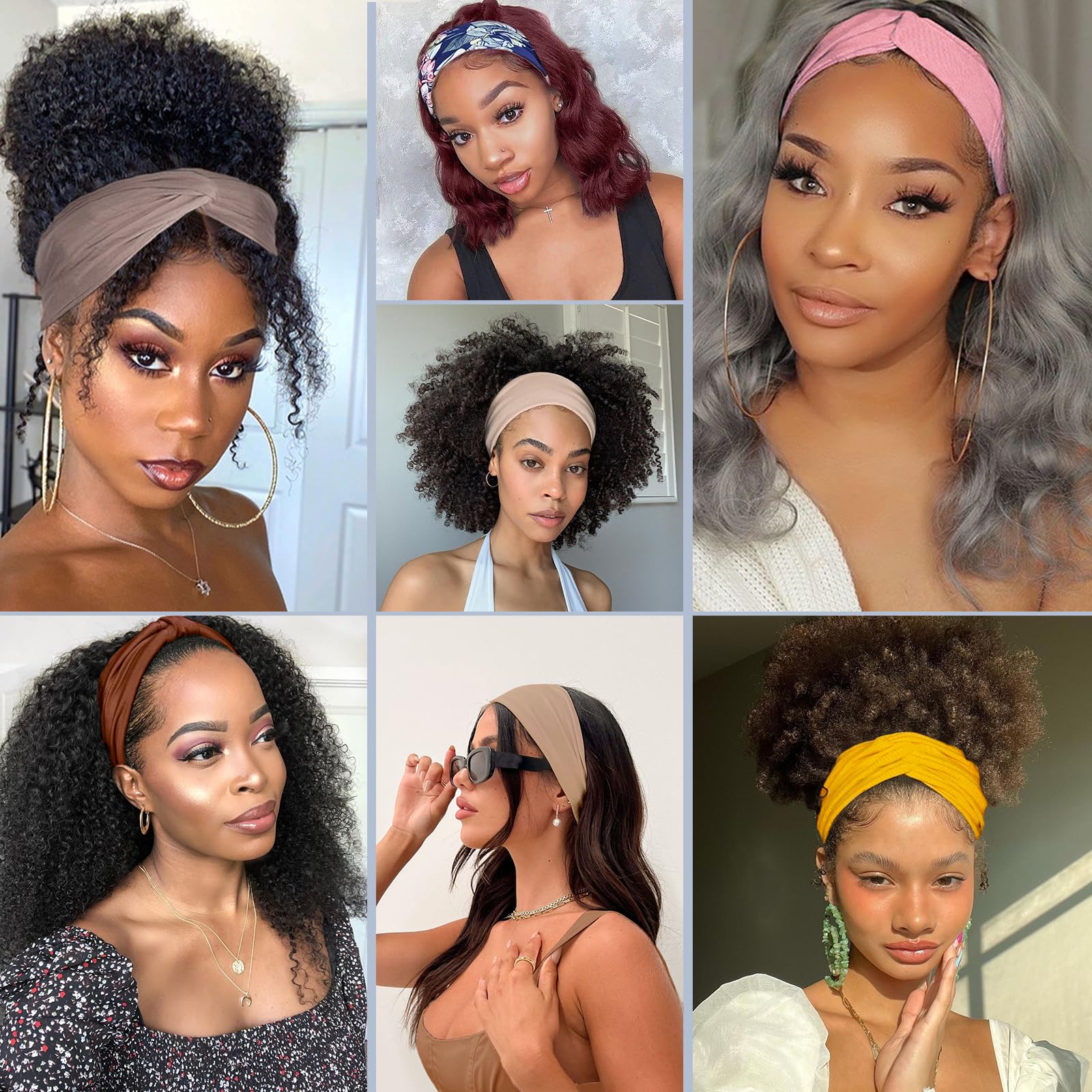Kachanaa 8-Pack Wide Headbands for Women – Non-Slip Soft Elastic Bandeau Hair Wraps