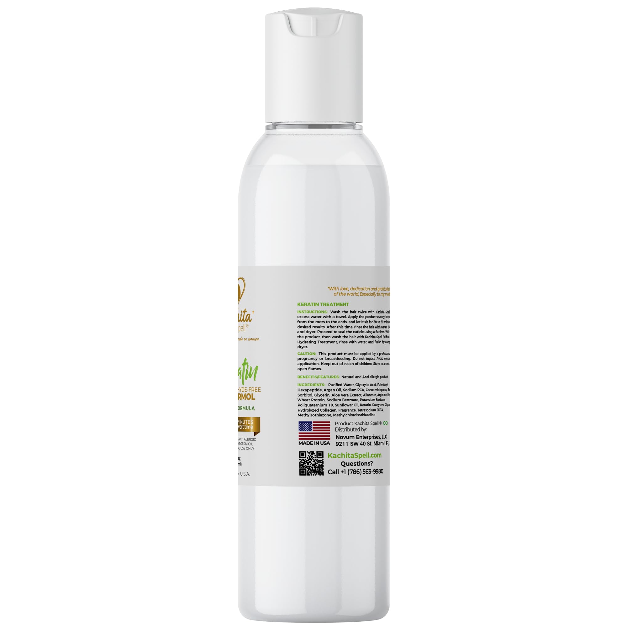 Kachita Spell Formaldehyde-Free Brazilian Keratin Treatment | Made in USA (8 fl oz)