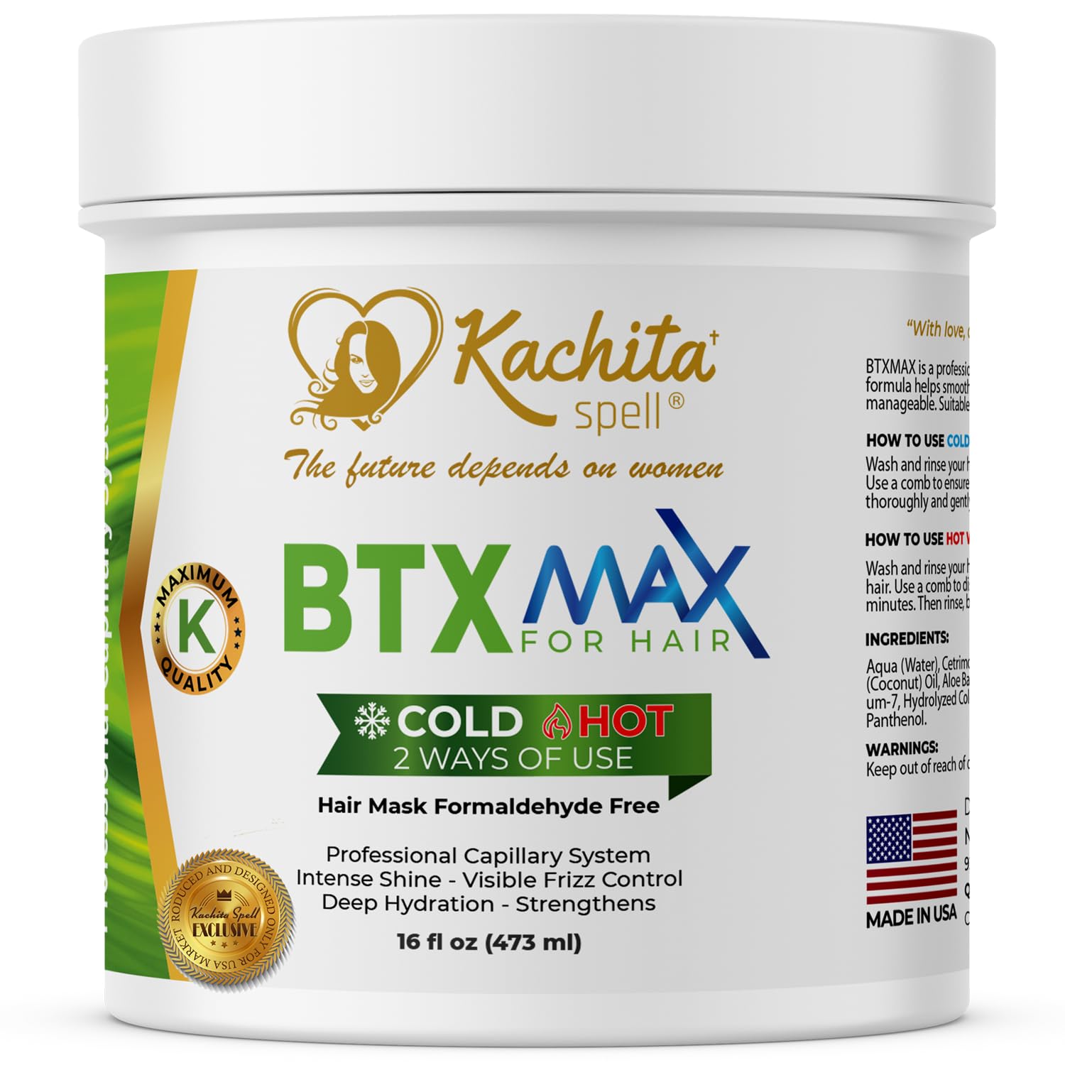 Kachita Spell BTX MAX Deep Conditioning Hair Mask – Hydrating Keratin & Argan Oil Treatment (16 oz)