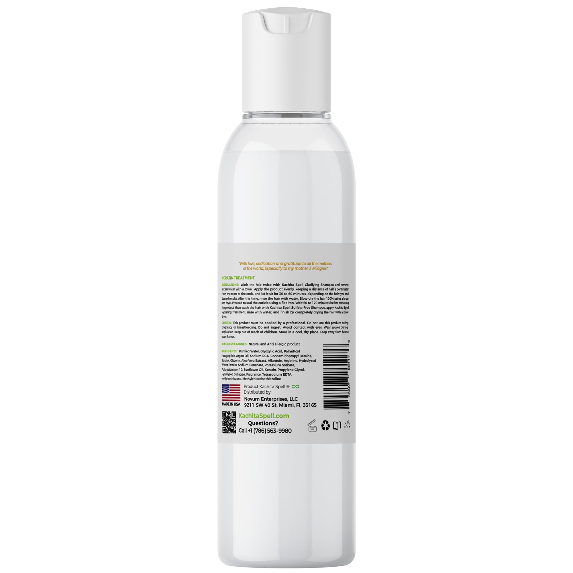 Kachita Spell Formaldehyde-Free Brazilian Keratin Treatment | Made in USA (8 fl oz)