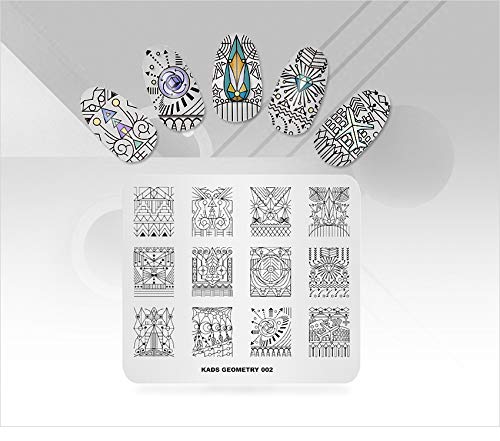 KADS 5Pcs Nail Art Stamping Plates Set – Stainless Steel Geometry Designer Templates