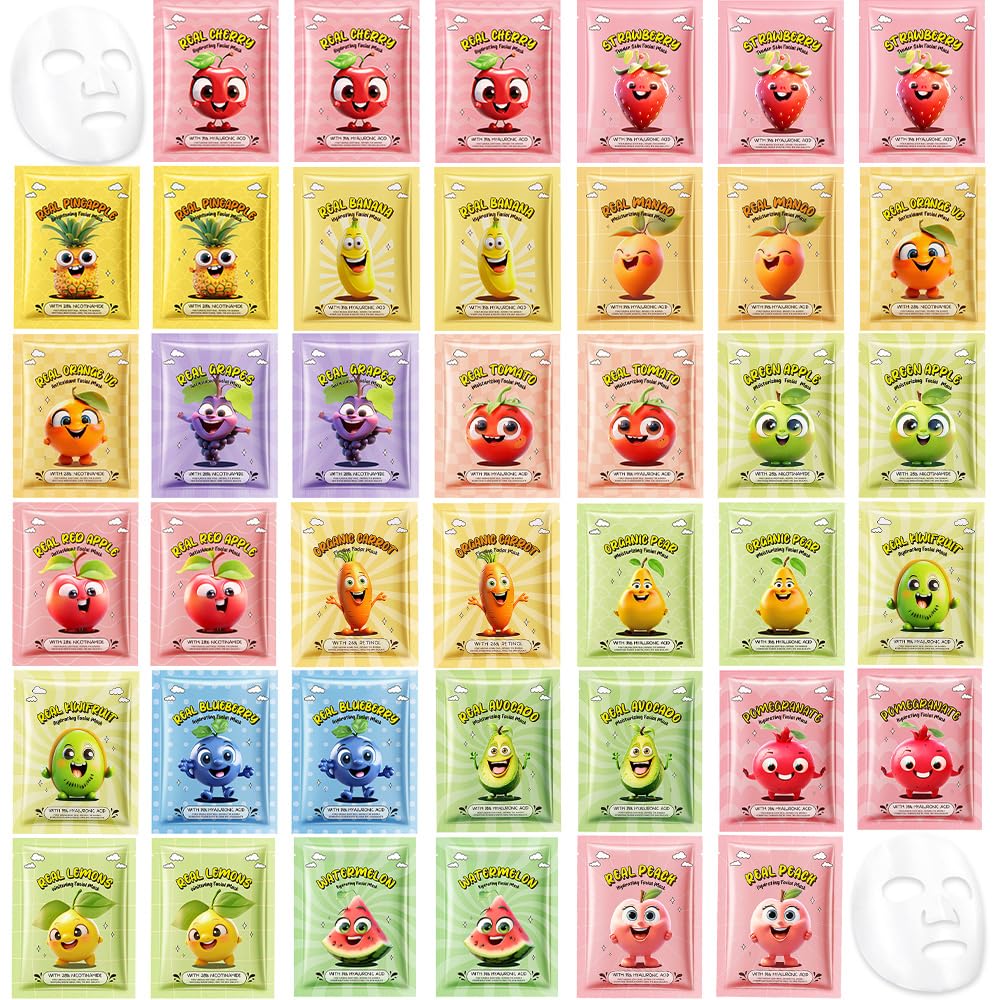 Kaely 40 Pack Kids Face Masks – Spa Day Kit & Party Favors