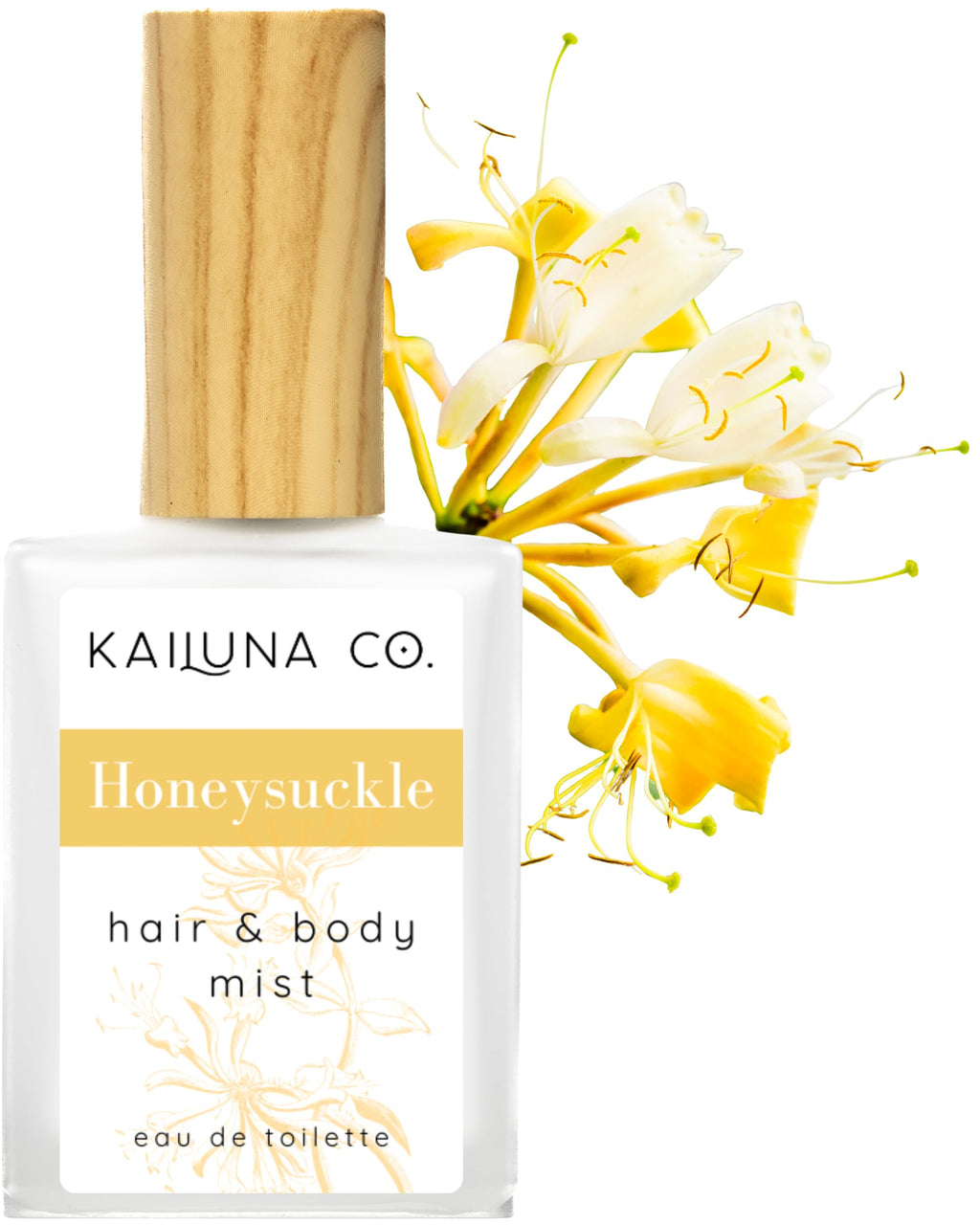 Kailuna Co. Honeysuckle Natural Hair & Body Mist – Alcohol-Free, Handmade in California, 0.5 Fl Oz
