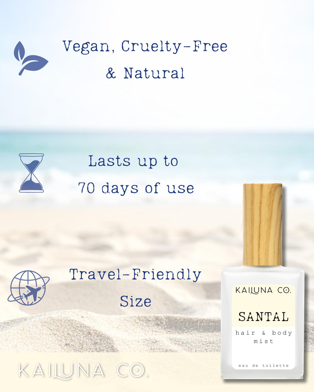 Kailuna Co. Santal Unisex Hair & Body Mist – Alcohol-Free, Handmade in California