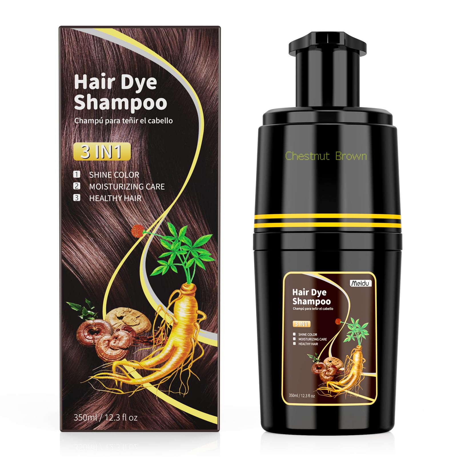 KAISASA Hair Dye Shampoo 3-in-1 Chestnut Brown – Safe, Easy Grey Coverage