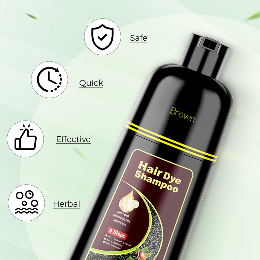 KAISASA Hair Dye Shampoo 3 in 1 Chestnut Brown – Gray Hair Coverage for Women & Men