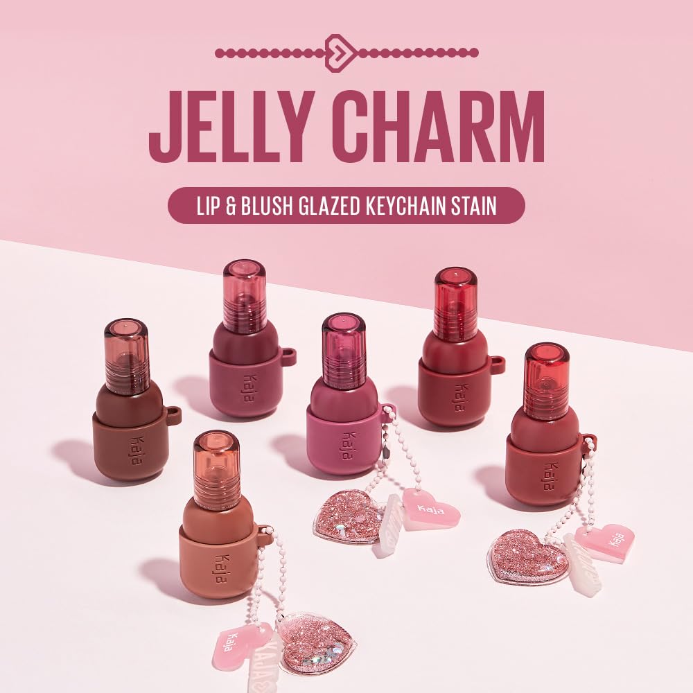 KAJA Jelly Charm 01 Cherry Spritz Lip & Blush Glazed Keychain Stain | Hydrating, Long-Lasting Tint