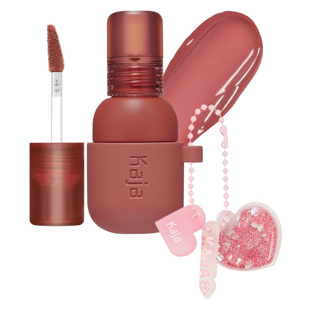 KAJA Jelly Charm Lip & Blush 05 Peach Fizz – Hydrating Lip & Cheek Tint with Keychain, 0.17 oz