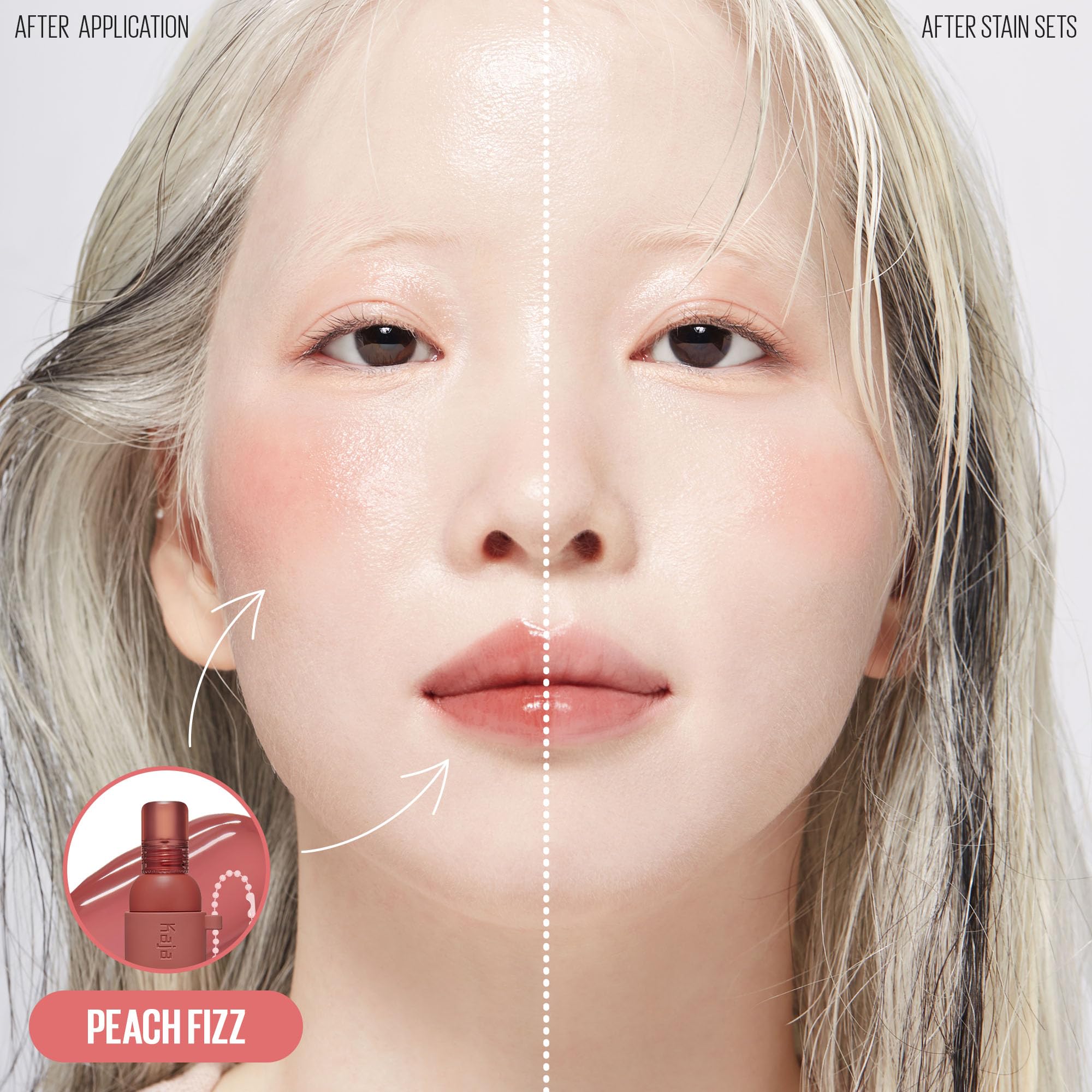 KAJA Jelly Charm Lip & Blush 05 Peach Fizz – Hydrating Lip & Cheek Tint with Keychain, 0.17 oz