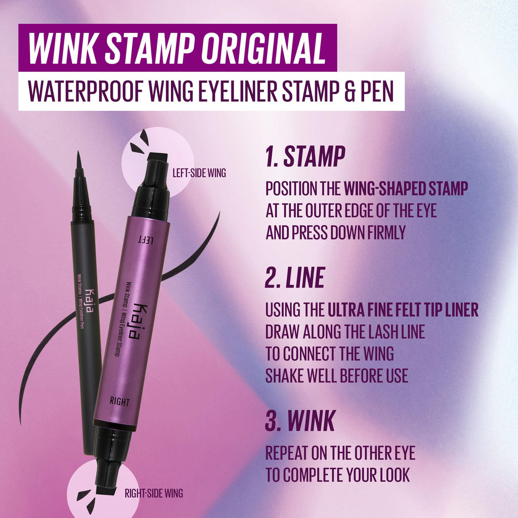 KAJA Winged Eyeliner Set: Wink Stamp Original | Avocado Extract, Waterproof, Matte Finish