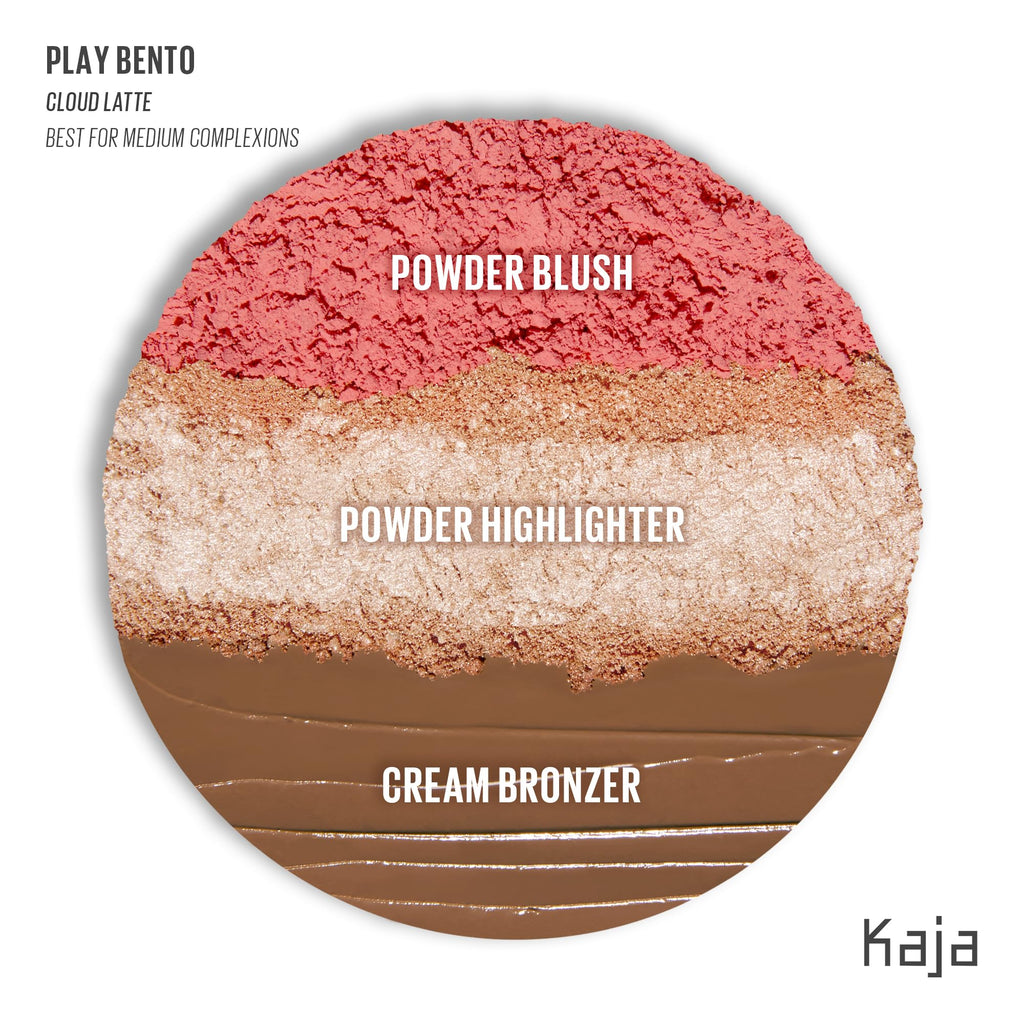Kaja 3-in-1 Blendable Sculpting Trio - Play Bento Cloud Latte | Cream Bronzer, Powder Blush & Highlighter