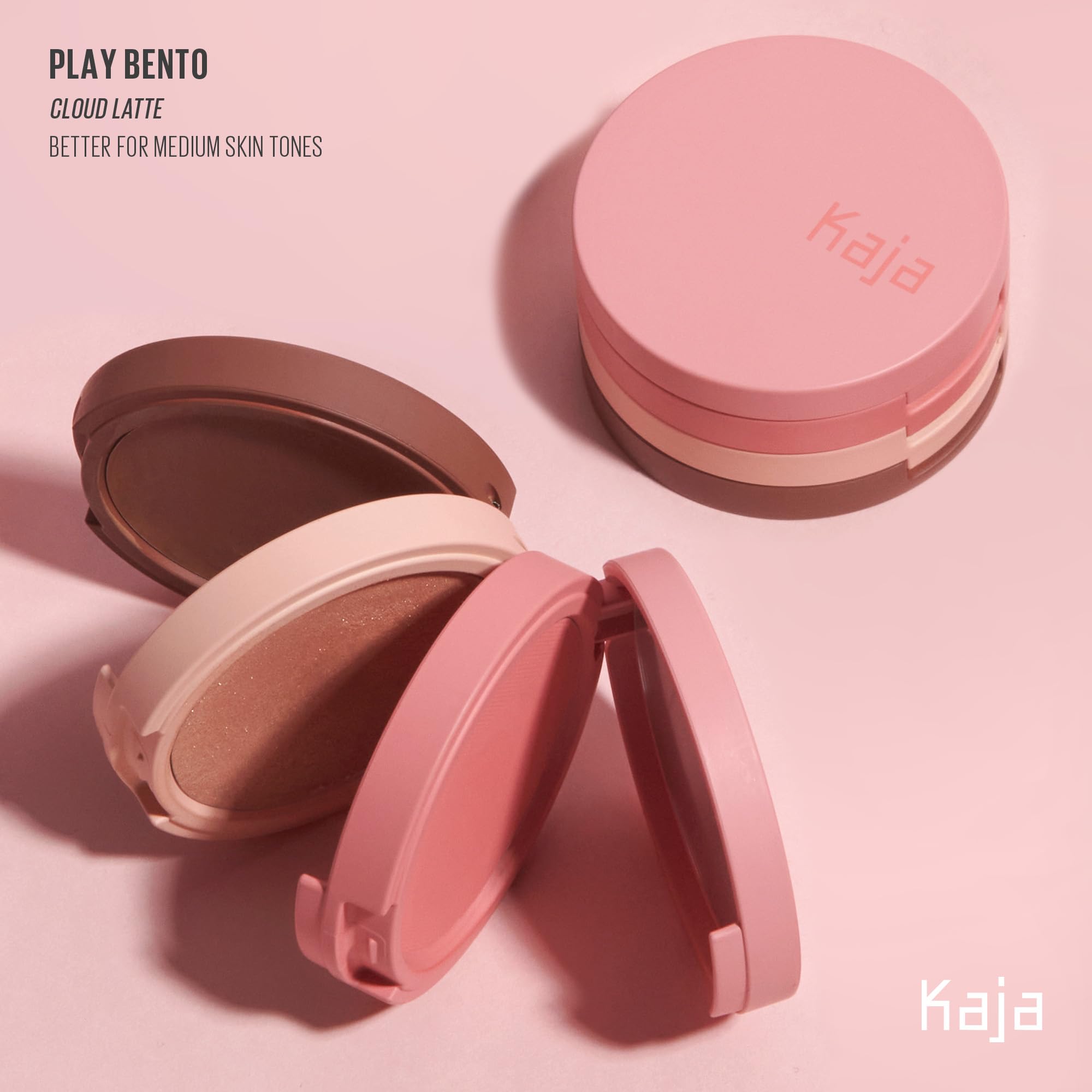Kaja 3-in-1 Blendable Sculpting Trio - Play Bento Cloud Latte | Cream Bronzer, Powder Blush & Highlighter