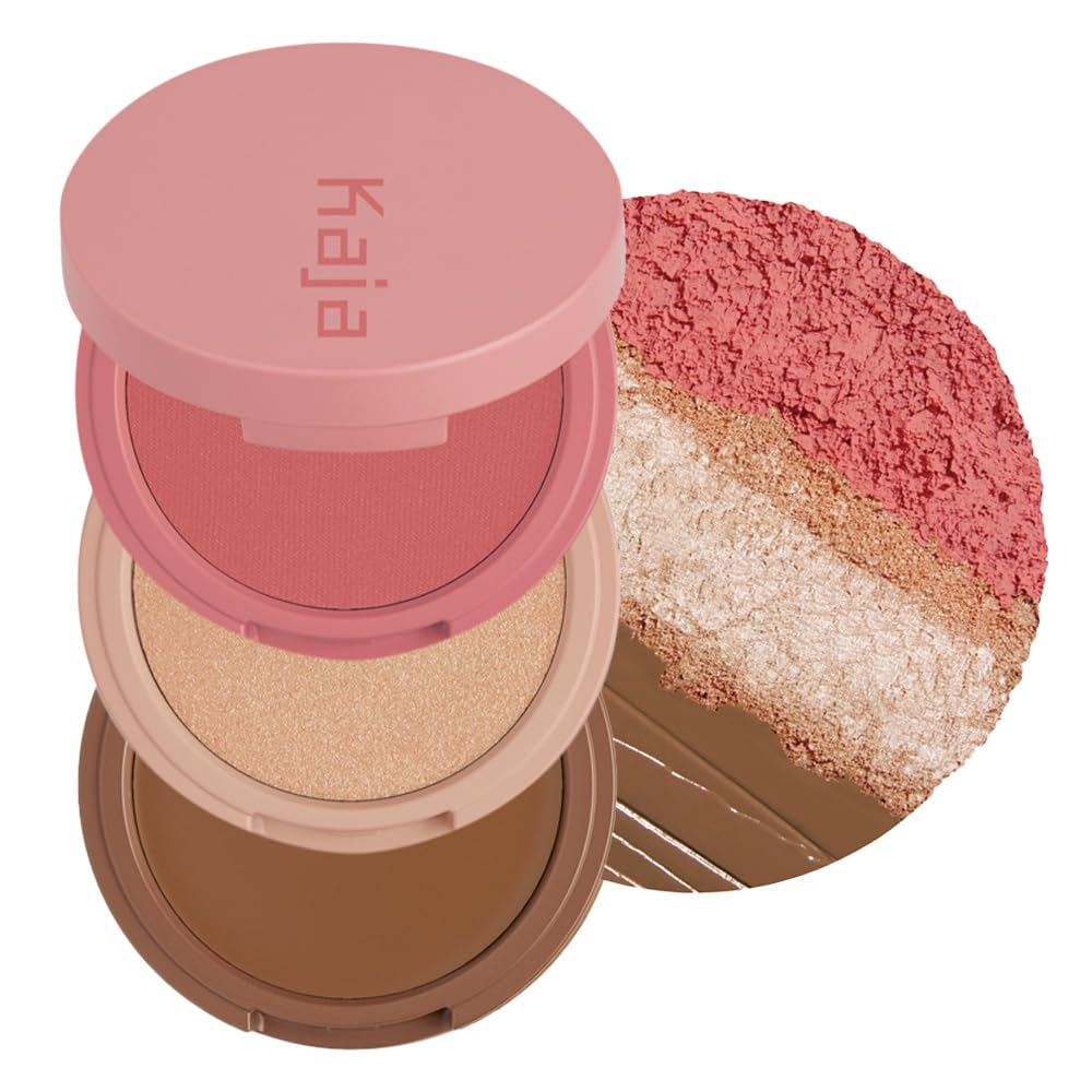 Kaja 3-in-1 Blendable Sculpting Trio - Play Bento Cloud Latte | Cream Bronzer, Powder Blush & Highlighter