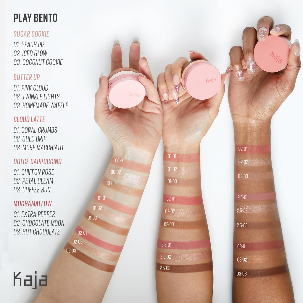 Kaja 3-in-1 Blendable Sculpting Trio - Play Bento Cloud Latte | Cream Bronzer, Powder Blush & Highlighter