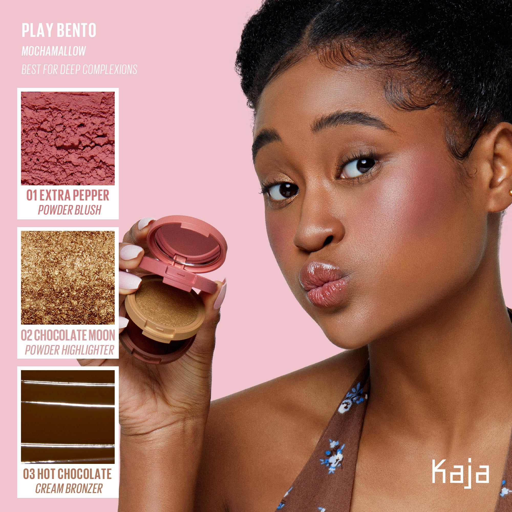 KAJA Play Bento Mochamallow 3-Color Palette — Blusher, Highlighter & Cream Bronzer