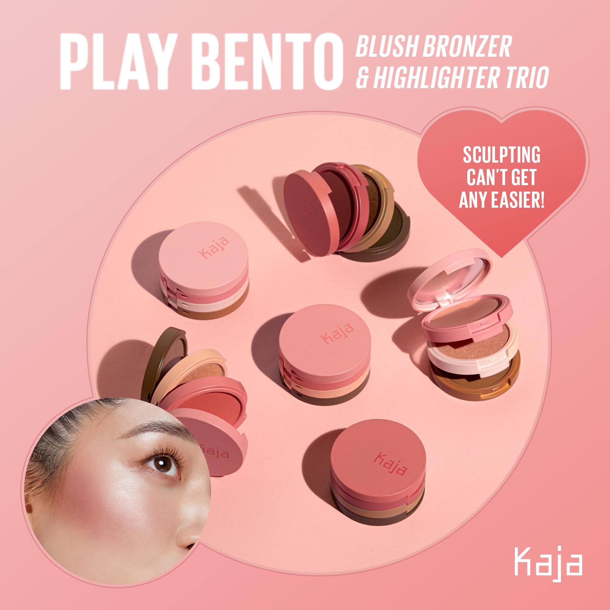 KAJA Play Bento Mochamallow 3-Color Palette — Blusher, Highlighter & Cream Bronzer