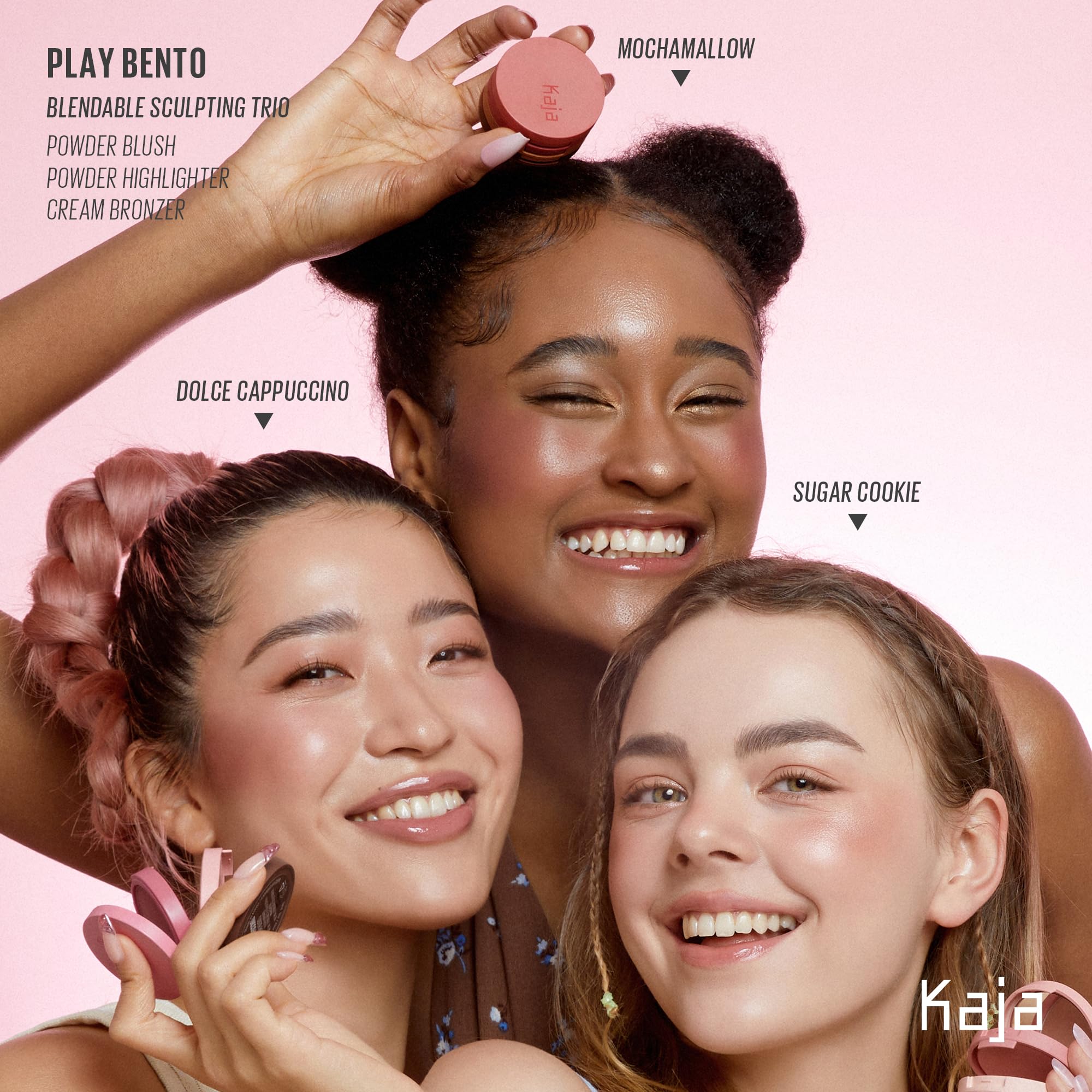 KAJA Play Bento Mochamallow 3-Color Palette — Blusher, Highlighter & Cream Bronzer