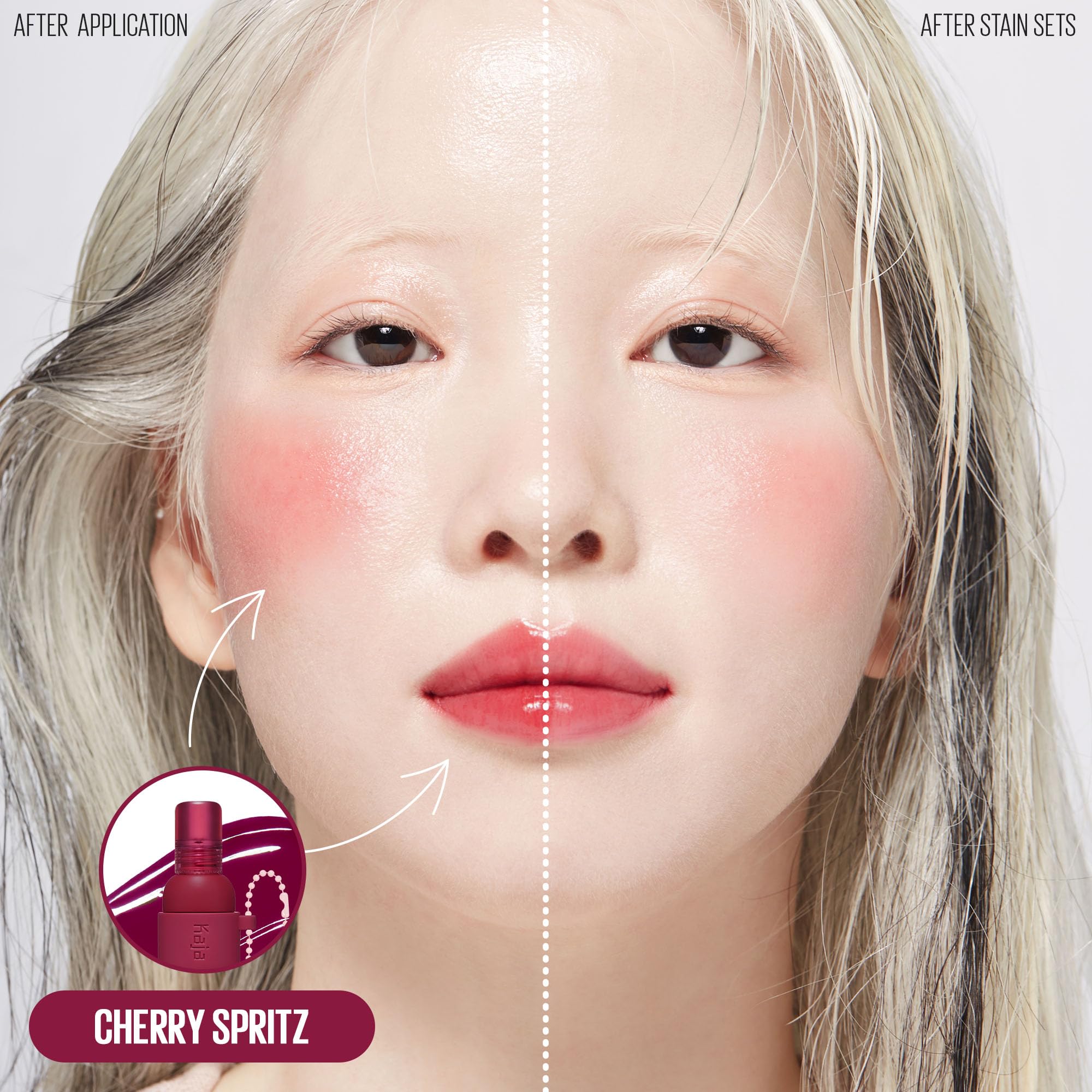 KAJA Jelly Charm 01 Cherry Spritz Lip & Blush Glazed Keychain Stain | Hydrating, Long-Lasting Tint
