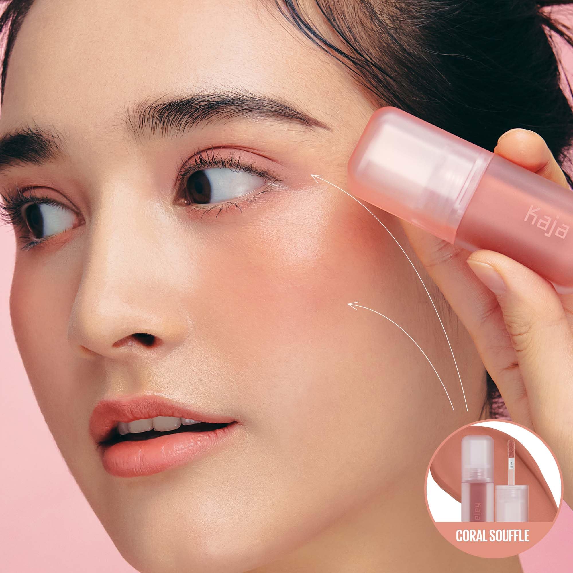 KAJA Whipped Dream Multi-Purpose Liquid Eyeshadow & Blush in Coral Souffle | Buildable, Airy Semi-Matte Finish