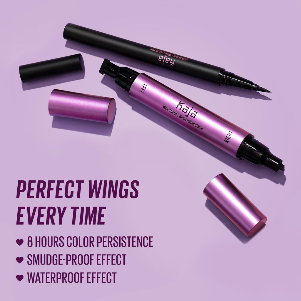 KAJA Winged Eyeliner Set: Wink Stamp Original | Avocado Extract, Waterproof, Matte Finish