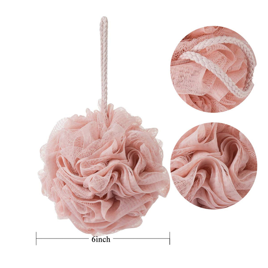 KAKOOI Bath Sponges – Soft Exfoliating Loofahs (3 pcs, Green/Linen/Pink)