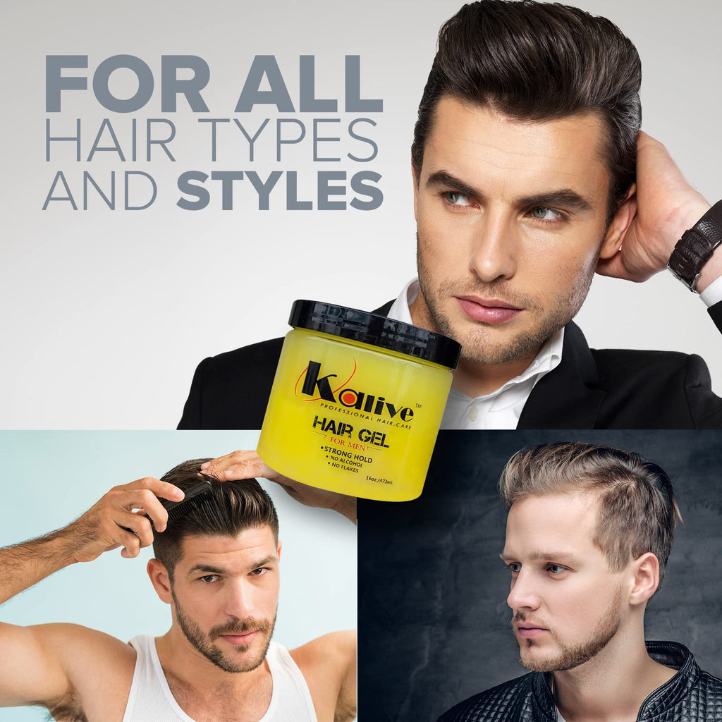 KALIVE 2 STYLE Men's Hair Styling Gel – Strong Hold, Light Shine, 16 oz