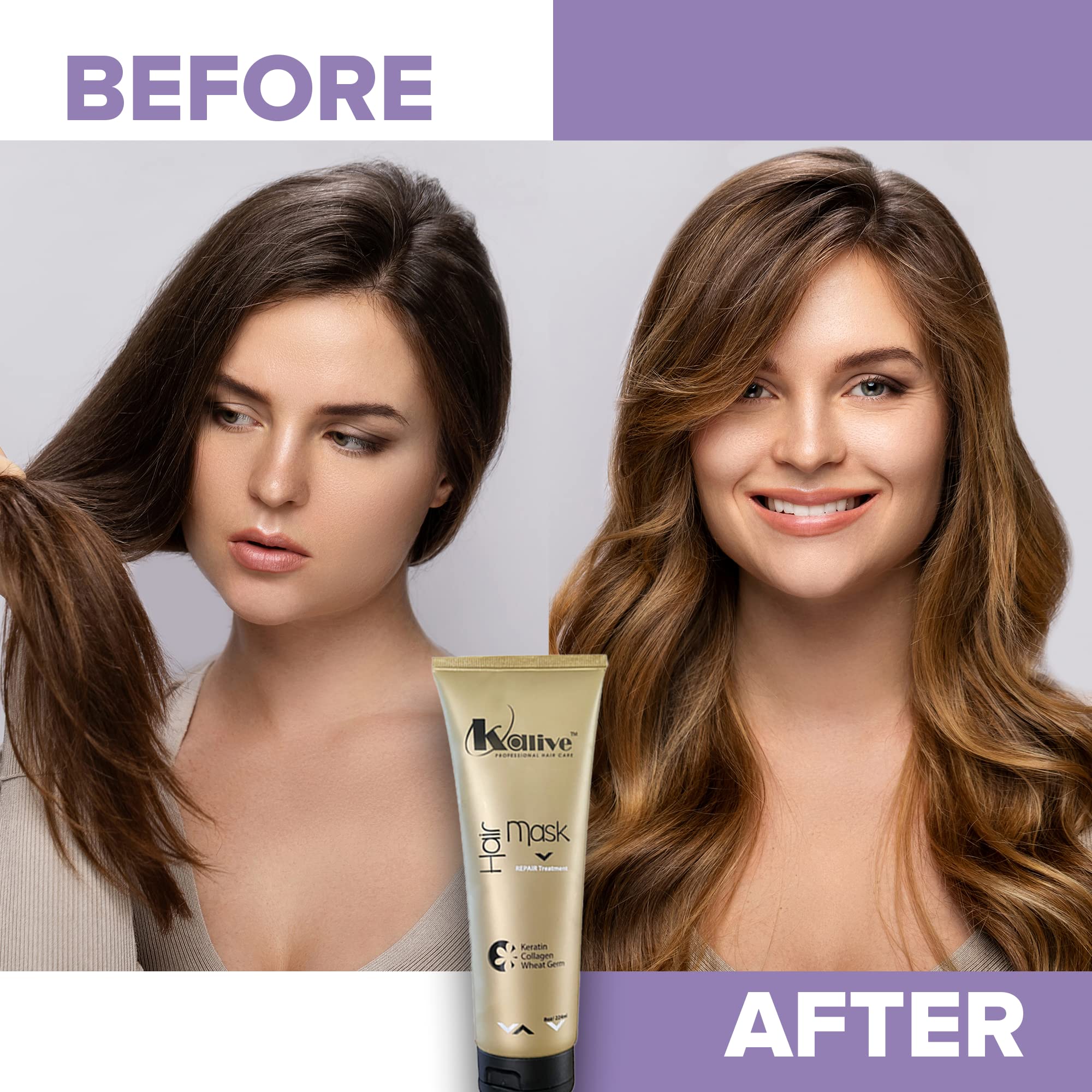KALIVE Hair Mask – Deep Hydration & Repair (8 oz) with Keratin, Collagen & Wheat Germ