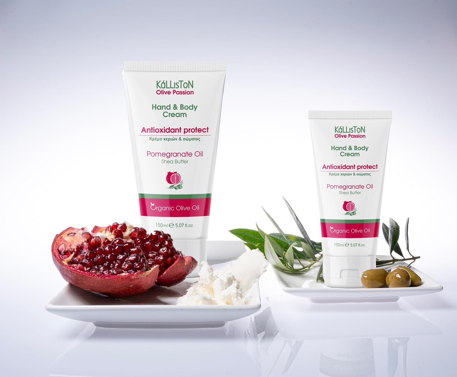 Kalliston Pomegranate Infused Extract Lotion with Organic Extra Virgin Olive Oil — Hand & Body Cream, 2-Pack, Cruelty Free, Made in Crete