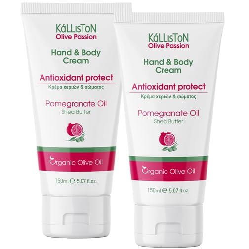 Kalliston Pomegranate Infused Extract Lotion with Organic Extra Virgin Olive Oil — Hand & Body Cream, 2-Pack, Cruelty Free, Made in Crete