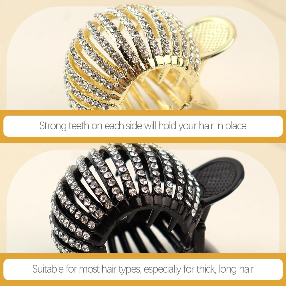 KALLORY Pearl Rhinestone Hair Claw Clips – 3-Pack for High Ponytails