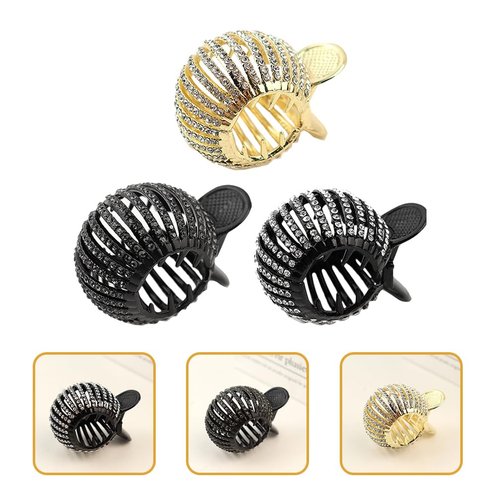 KALLORY Pearl Rhinestone Hair Claw Clips – 3-Pack for High Ponytails