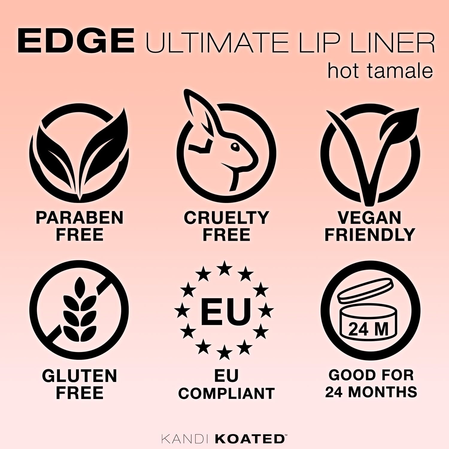 Kandi Koated Edge Lip Liner Pencil – Hot Tamale | Vegan, Paraben-Free, Cruelty-Free