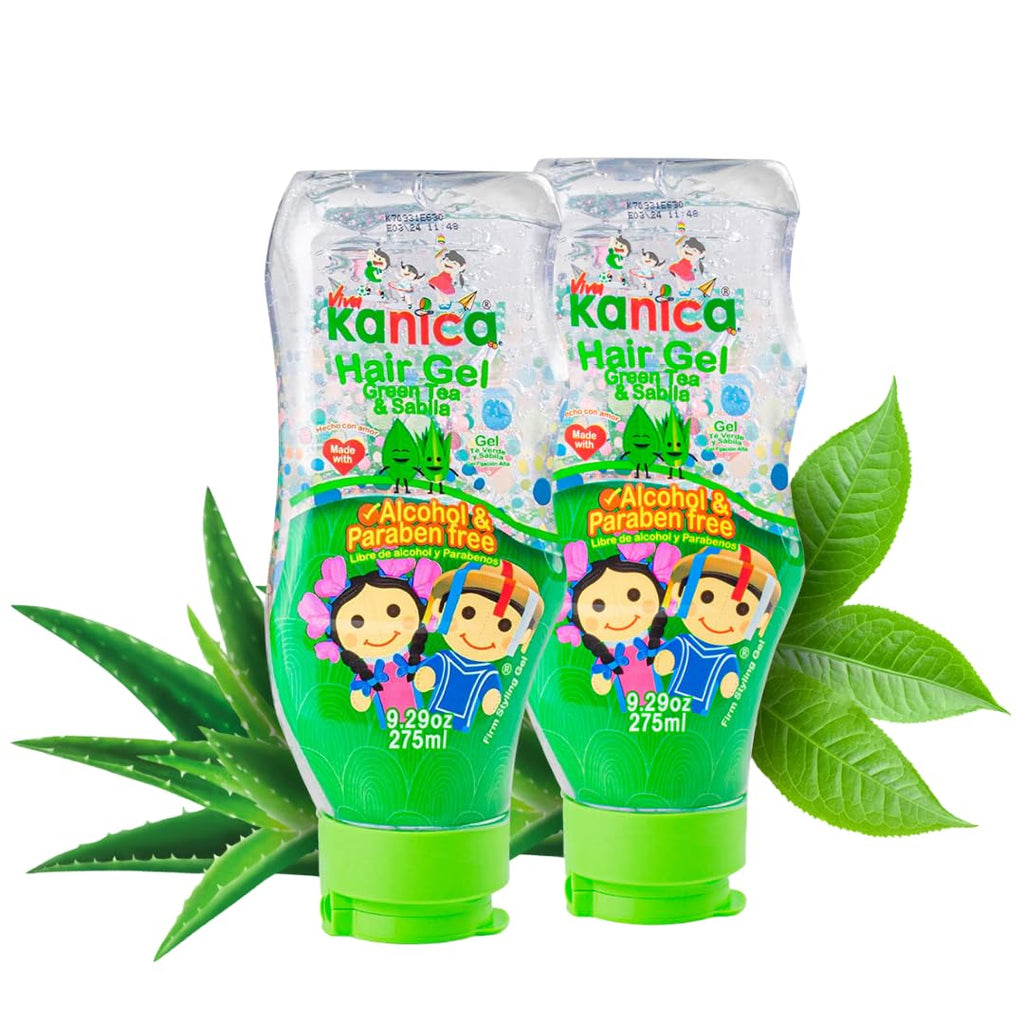 KANICA Gel Duo — Aloe Vera & Green Tea Styling Gel | Hydrating, Firm Hold | 2-Pack (9.29 fl oz each) | Made in Mexico