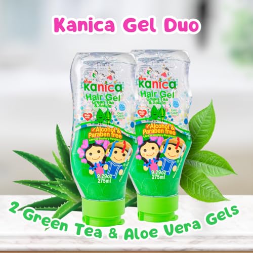KANICA Gel Duo — Aloe Vera & Green Tea Styling Gel | Hydrating, Firm Hold | 2-Pack (9.29 fl oz each) | Made in Mexico