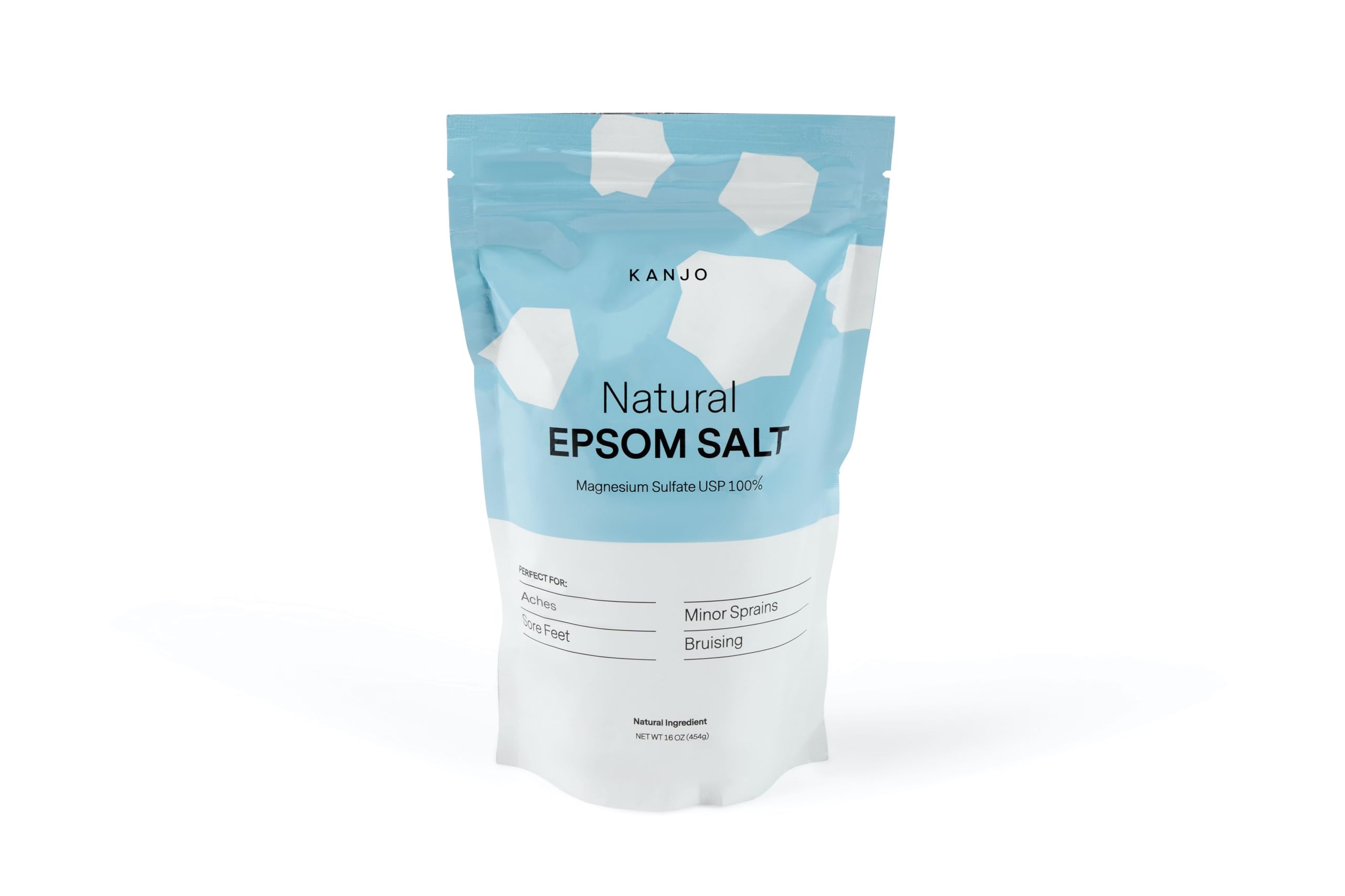 Kanjo Natural Epsom Salt – 16oz USP Magnesium Sulfate Bath Salt for Muscle Recovery & Relaxation
