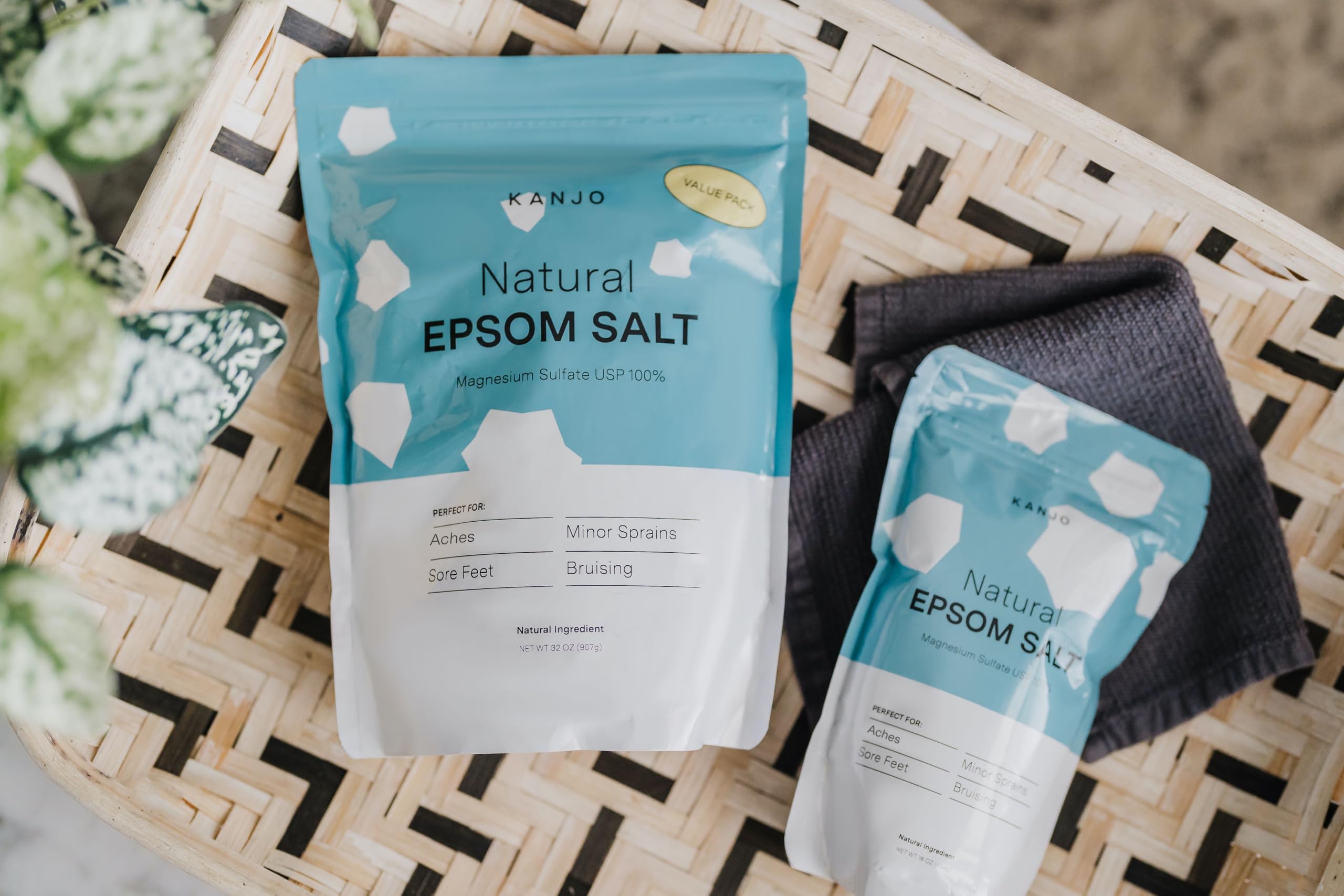 Kanjo Natural Epsom Salt – 16oz USP Magnesium Sulfate Bath Salt for Muscle Recovery & Relaxation