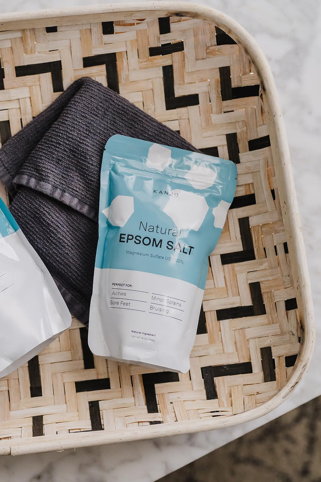 Kanjo Natural Epsom Salt – 16oz USP Magnesium Sulfate Bath Salt for Muscle Recovery & Relaxation