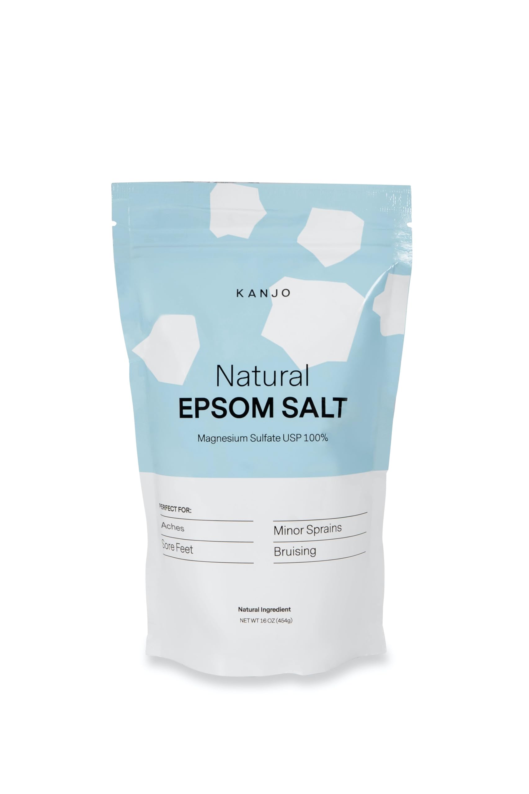 Kanjo Natural Epsom Salt – 16oz USP Magnesium Sulfate Bath Salt for Muscle Recovery & Relaxation