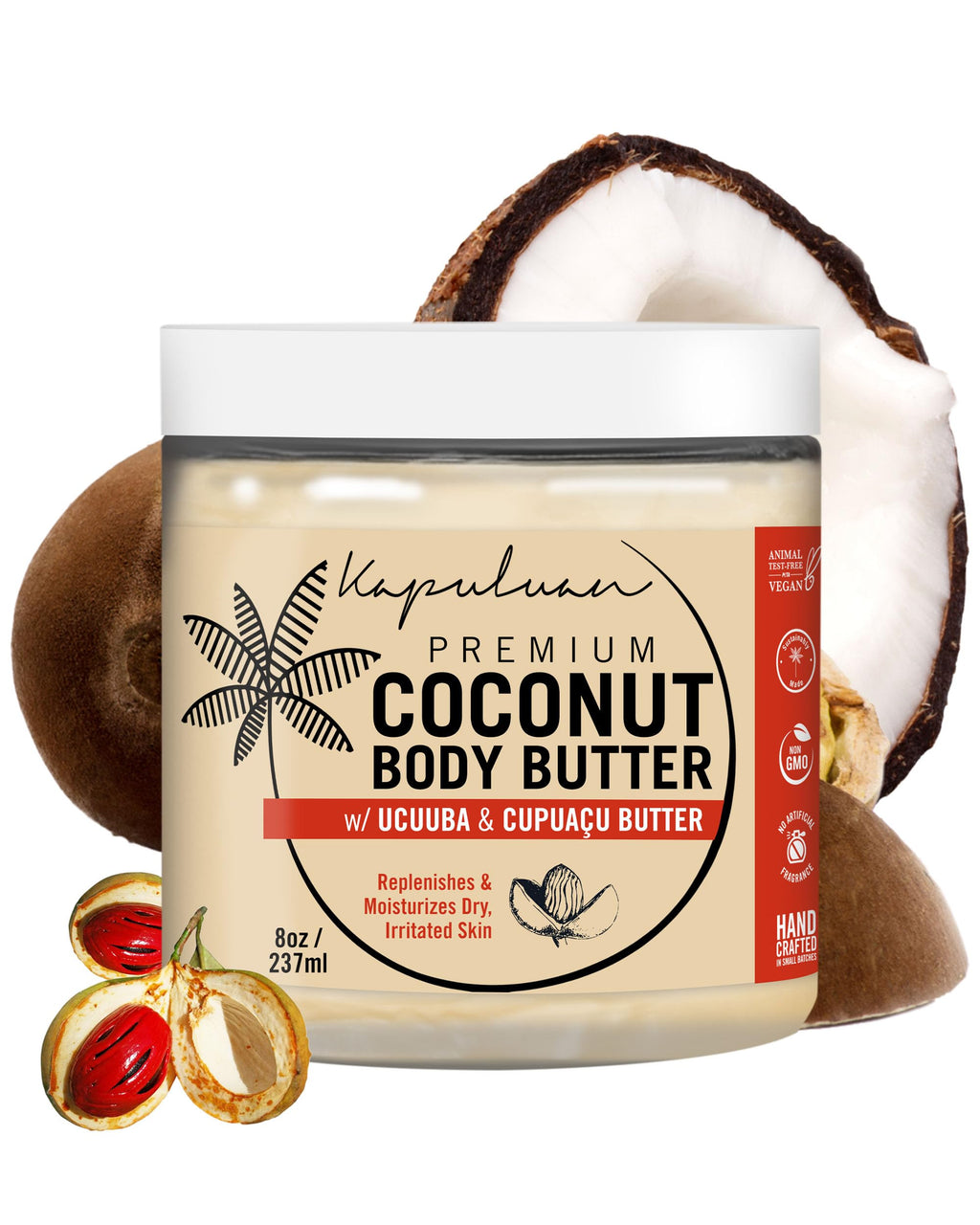 Kapuluan Coconut Body Butter for Dry Skin – Whipped Coconut Oil, Ucuuba & Cupuaçu Butter – Tiger Orchid & Wild Cherry