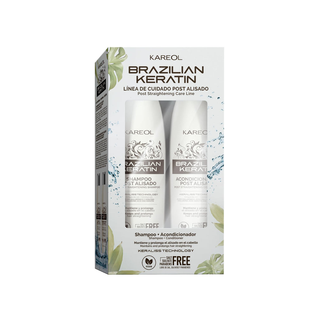 Kareol Brazilian Keratin Post Straightening Kit – Sulfate-Free Shampoo & Conditioner | Frizz Control | Vegan