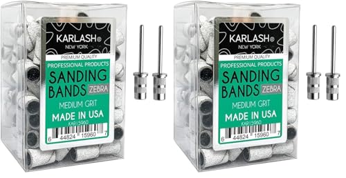 Karlash Zebra Medium Grit Nail Sanding Bands – 2 Pack with Free Mandrels