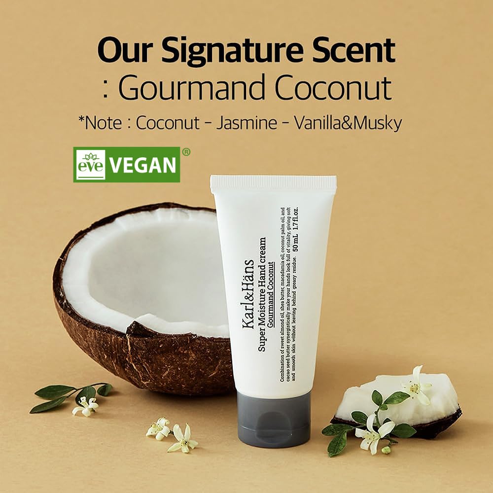 Karl&Häns Coconut Hand Cream – Vegan, Non-Greasy Moisturizer 1.7 oz