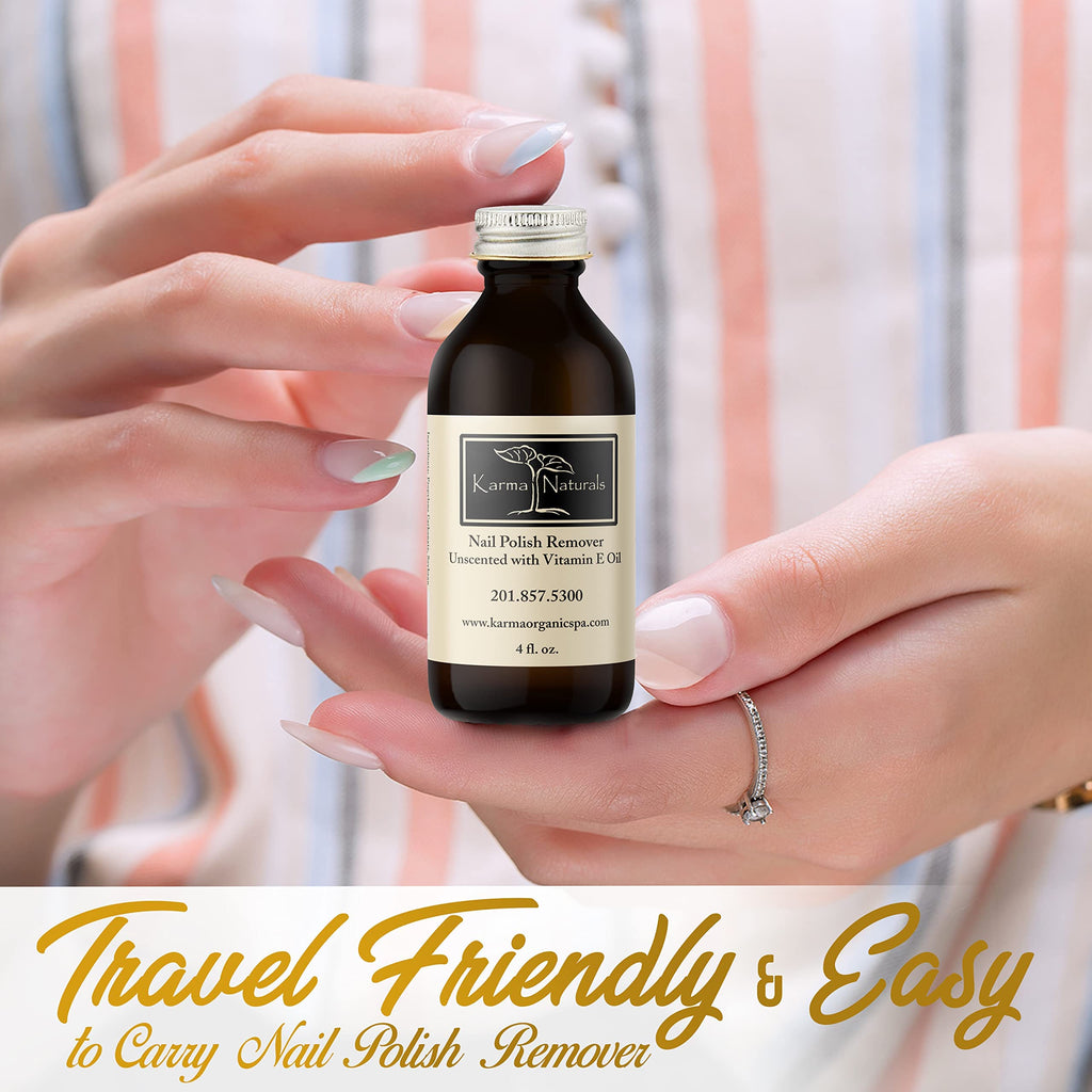 Karma Organic Unscented Nail Polish Remover with Vitamin E – Acetone-Free, Vegan, Cruelty-Free, 4 fl oz